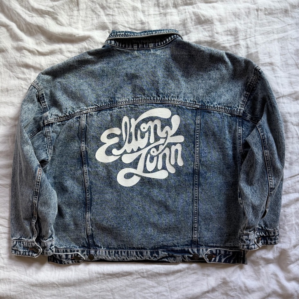 Elton John Acid Wash Denim Jacket Large Unisex Graphic 2019 Tour Style